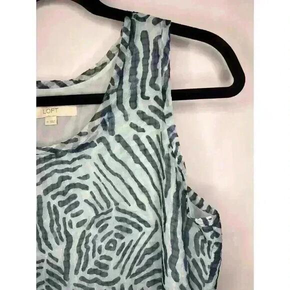 Ann Taylor LOFT, Blue Zebra Print, Polyester, Sleeveless Tank Top, Blouse - Picture 5 of 8
